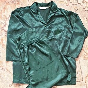 Vintage Victoria's Secret Pajama Set Deep Emerald Green 1997 Beautiful!